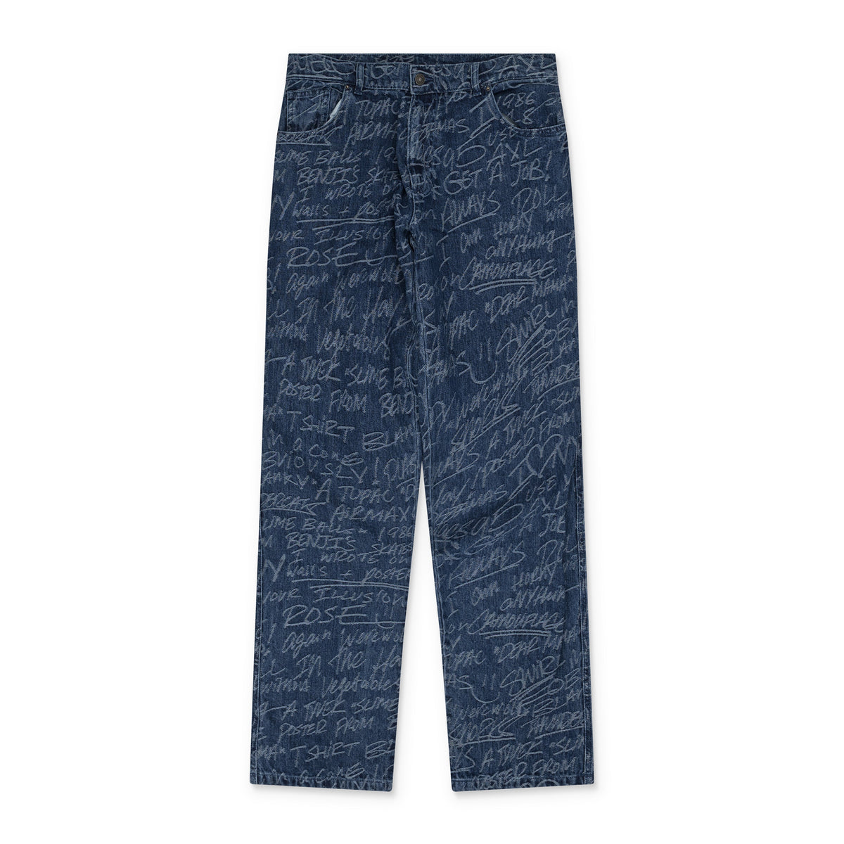 Blue Graffiti Straight Leg Jeans