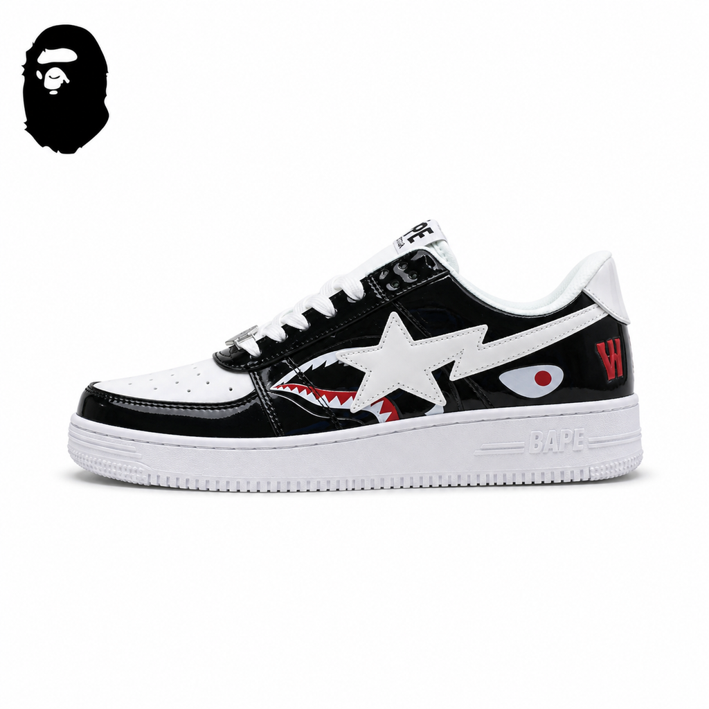 BAPE STA Shark Low-Top Sneakers - Black/White