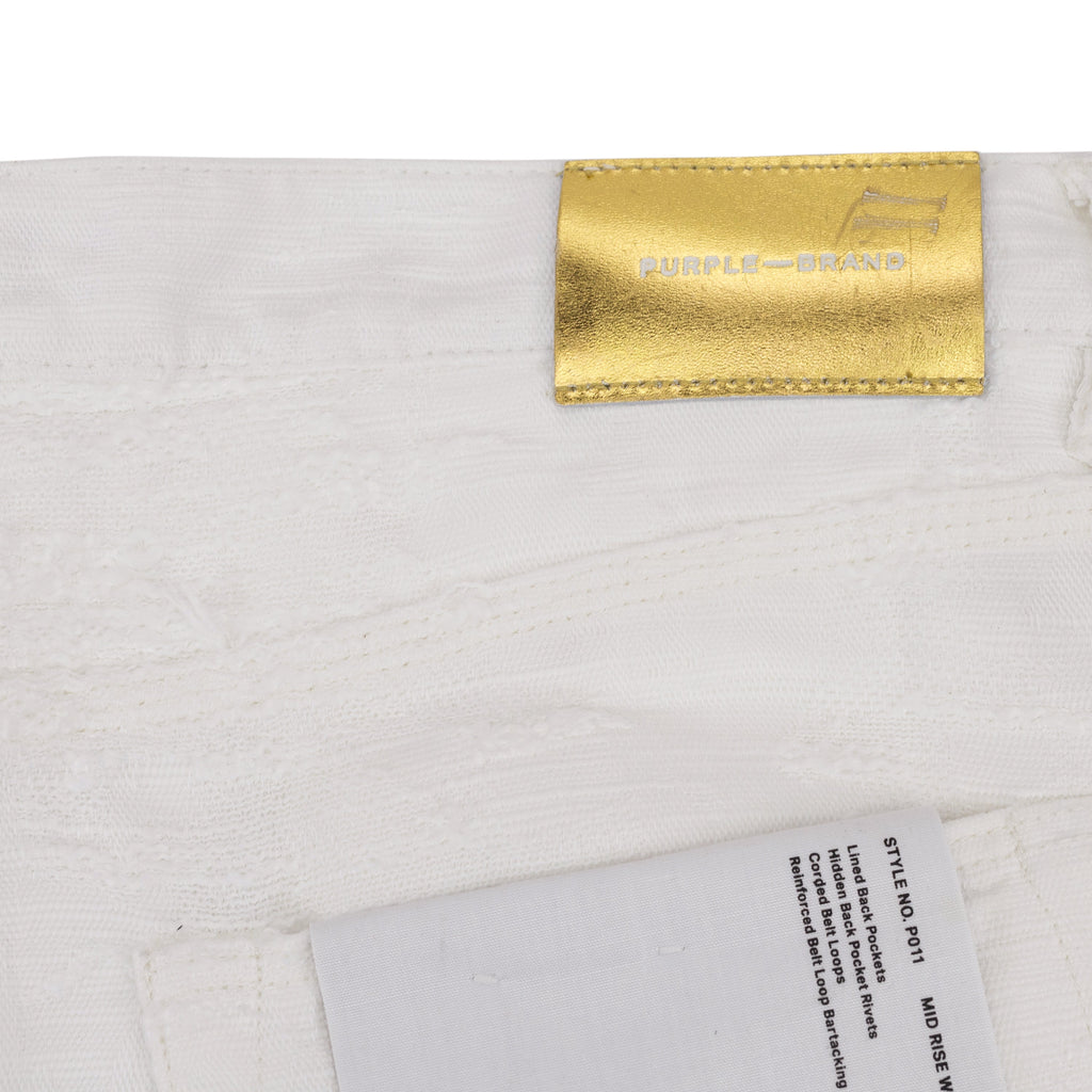 Off White Jacquard Straight Fit Jeans