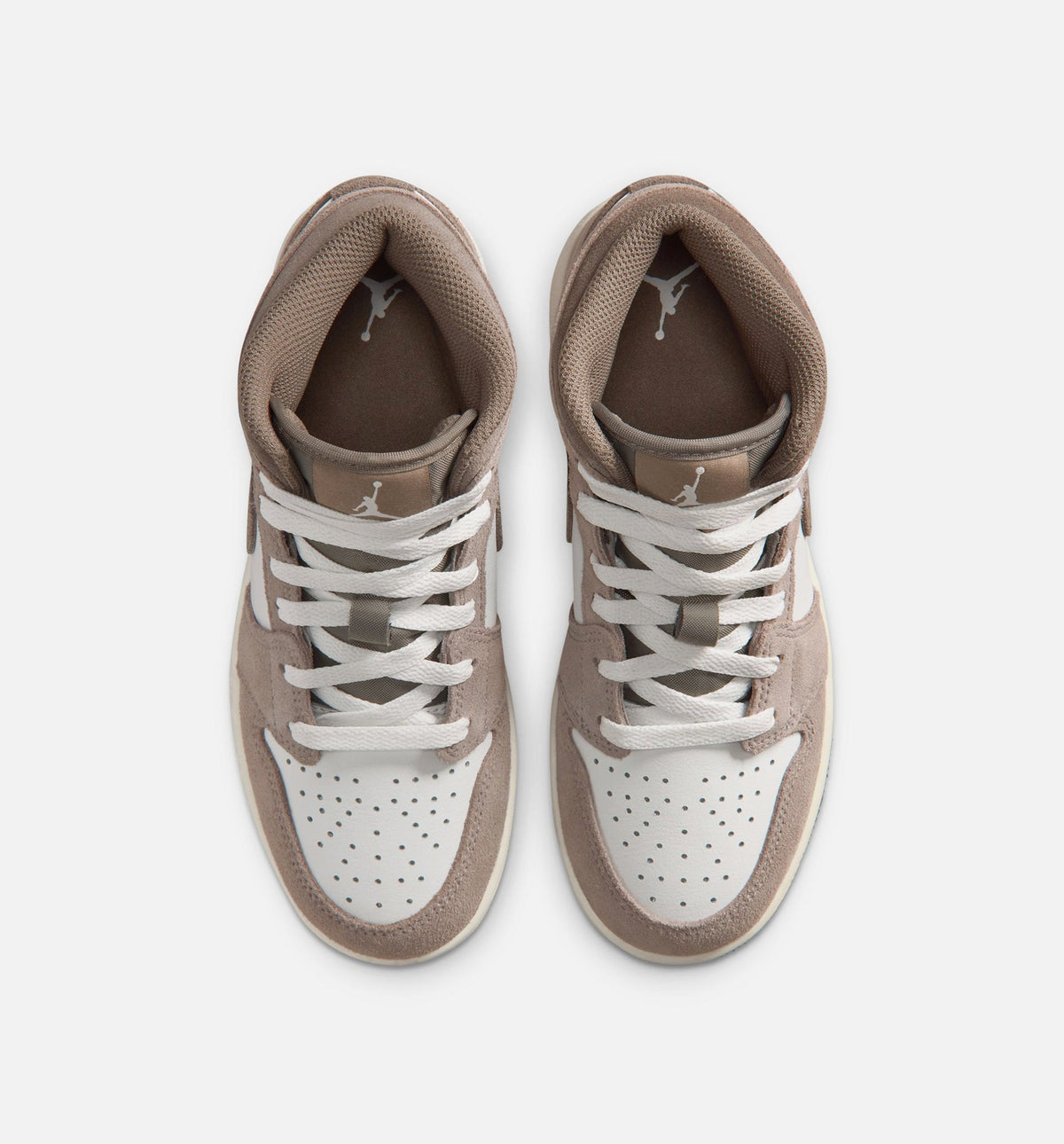 Air Jordan 1 Mid Grade School Lifestyle Shoes - Enigma Stone Olive Grey Summit White