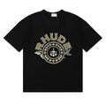 Rhude Ornate Crest Circular Emblem Vintage Black Oversized T‑Shirt