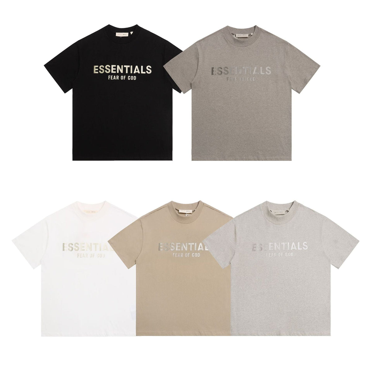 Fear of God Essentials Silver Foil Letter Crew Neck Unisex T Shirt