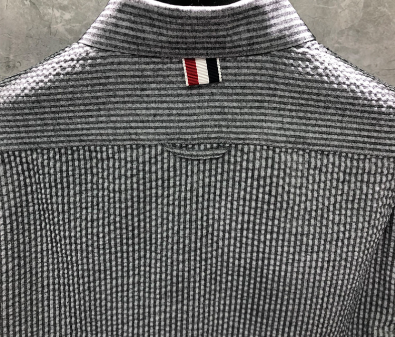 Men's Seersucker Oxford Shirt - Premium Cotton Button Front Dress Shirt | Thom Browne
