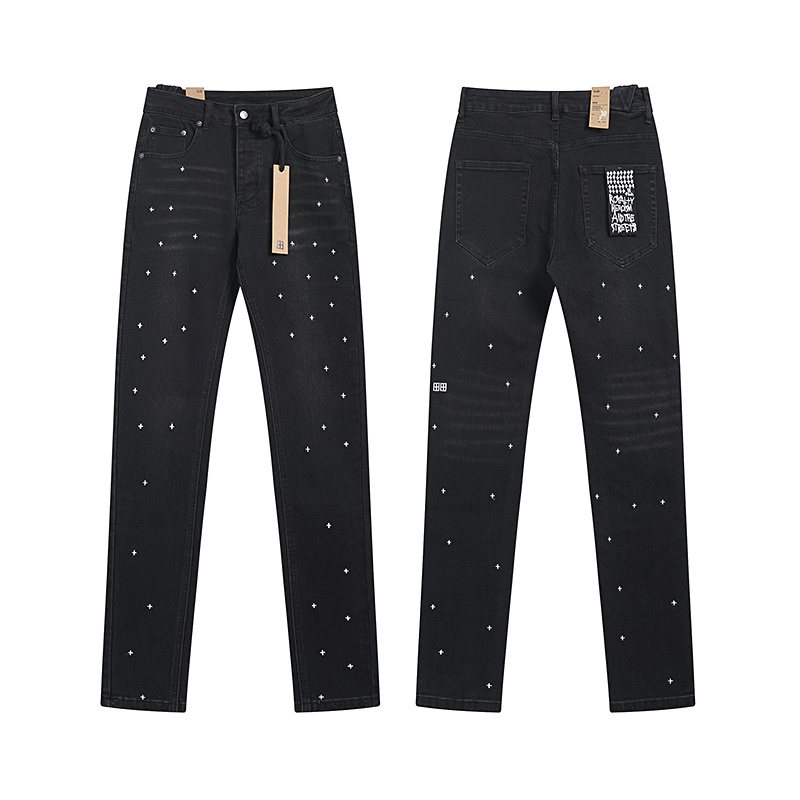 Ksubi Black Cross Embroidered Slim Tapered Jeans