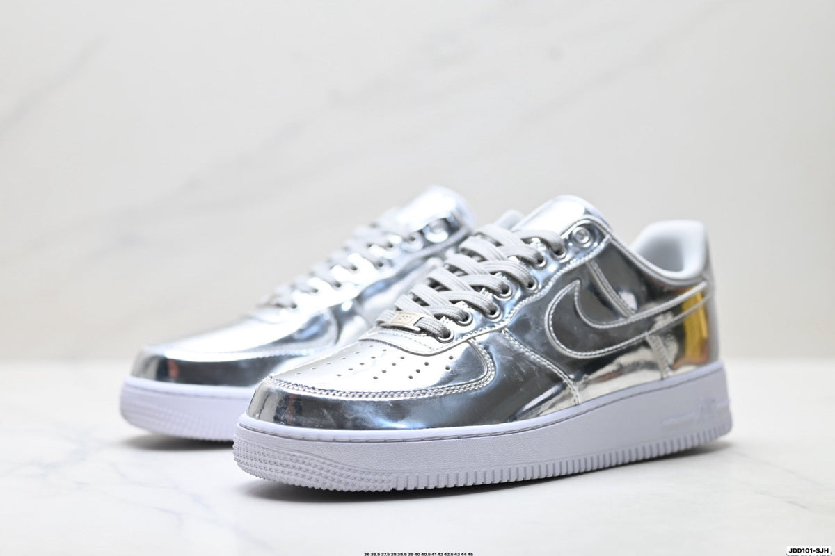 Nike Air Force 1 Low Metallic Silver Unisex Sneakers Style 16