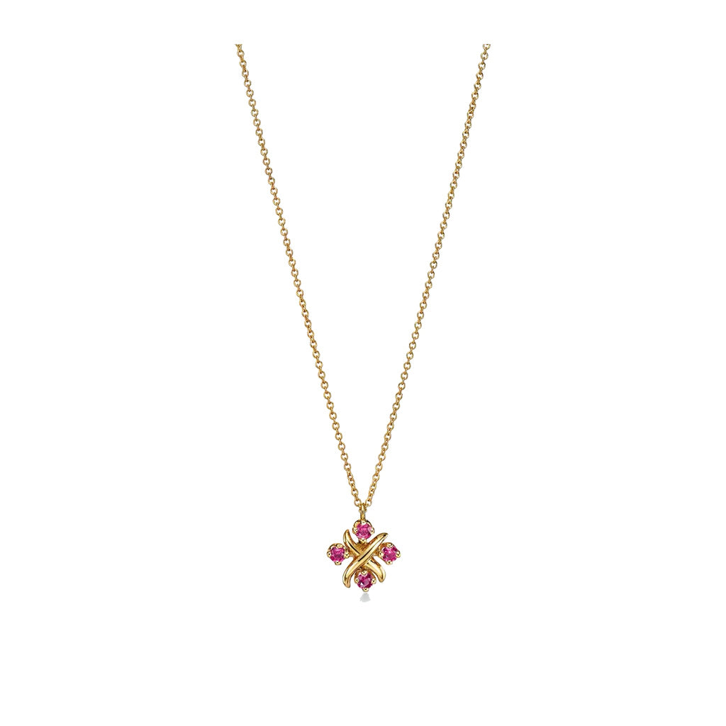 Tiffany Style Four-Leaf Clover Cubic Zirconia 18K Gold-Plated Necklace