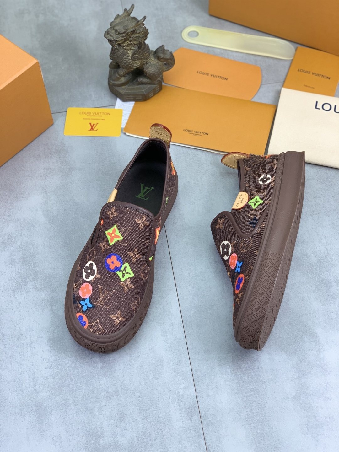 Louis Vuitton Floral Print Slip-On Shoes