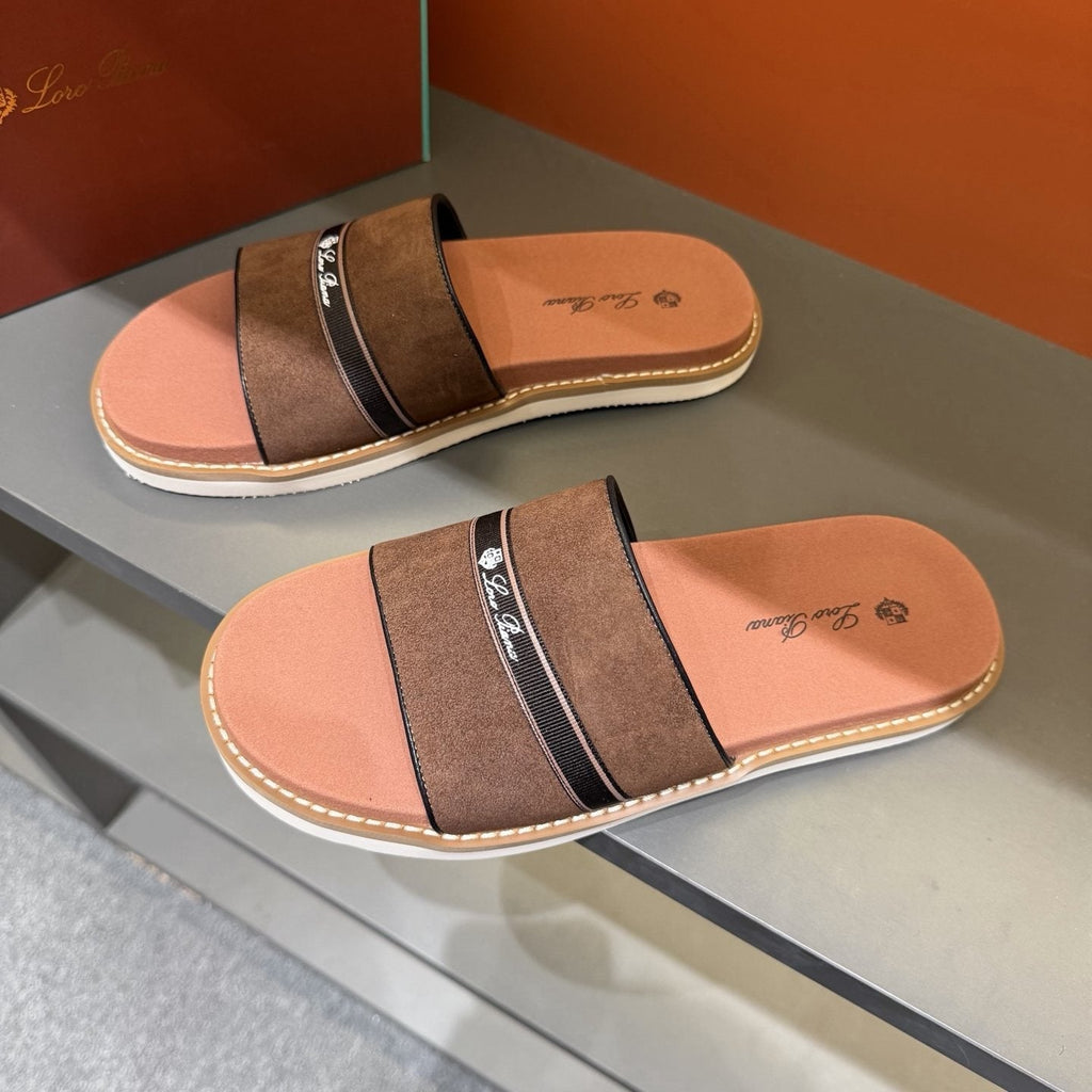 Loro Piana Cross-Strap Men's Slide Sandals